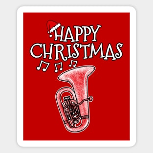 Christmas Tuba Brass Musician Santa Hat Xmas 2022 Magnet